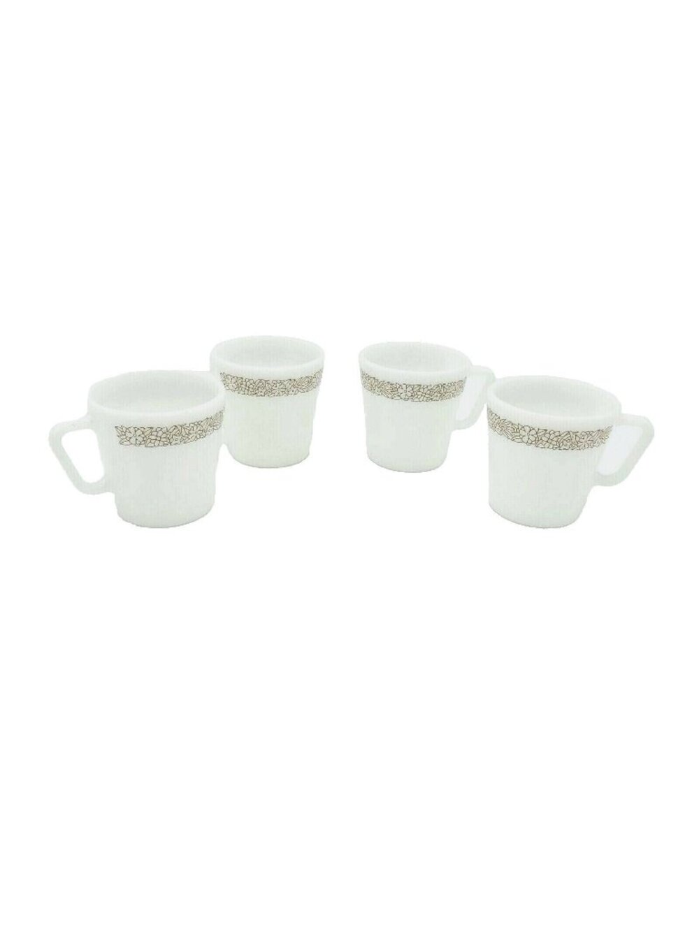 Pyrex 1410 Woodland Brown Milk Glass Coffee Mugs D Handles 10oz-Set of 4